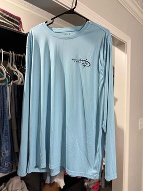 Reel Life Men's Long-Sleeve Performance Tee — Light Blue